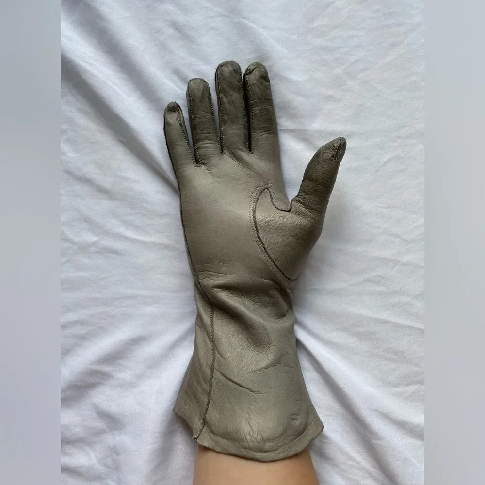 Vintage Buttery Soft Grey Leather Gloves